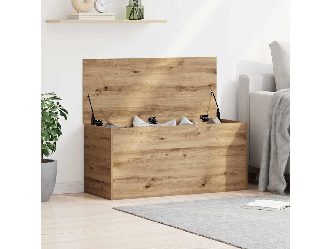 Vidaxl Caixa De Armazenamento Carvalho Artisiano 100 X 42 X 46 Cm
