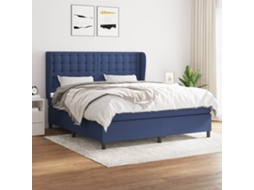Vidaxl Cama Com Molas/colchão 160x200 Cm Tecido Azul