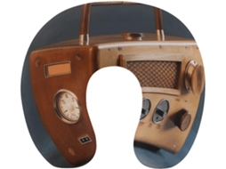 Almofada de Viagem Madeira com Rádio em Formato U Espuma Conforto Zíper Viagens | S/MARCA