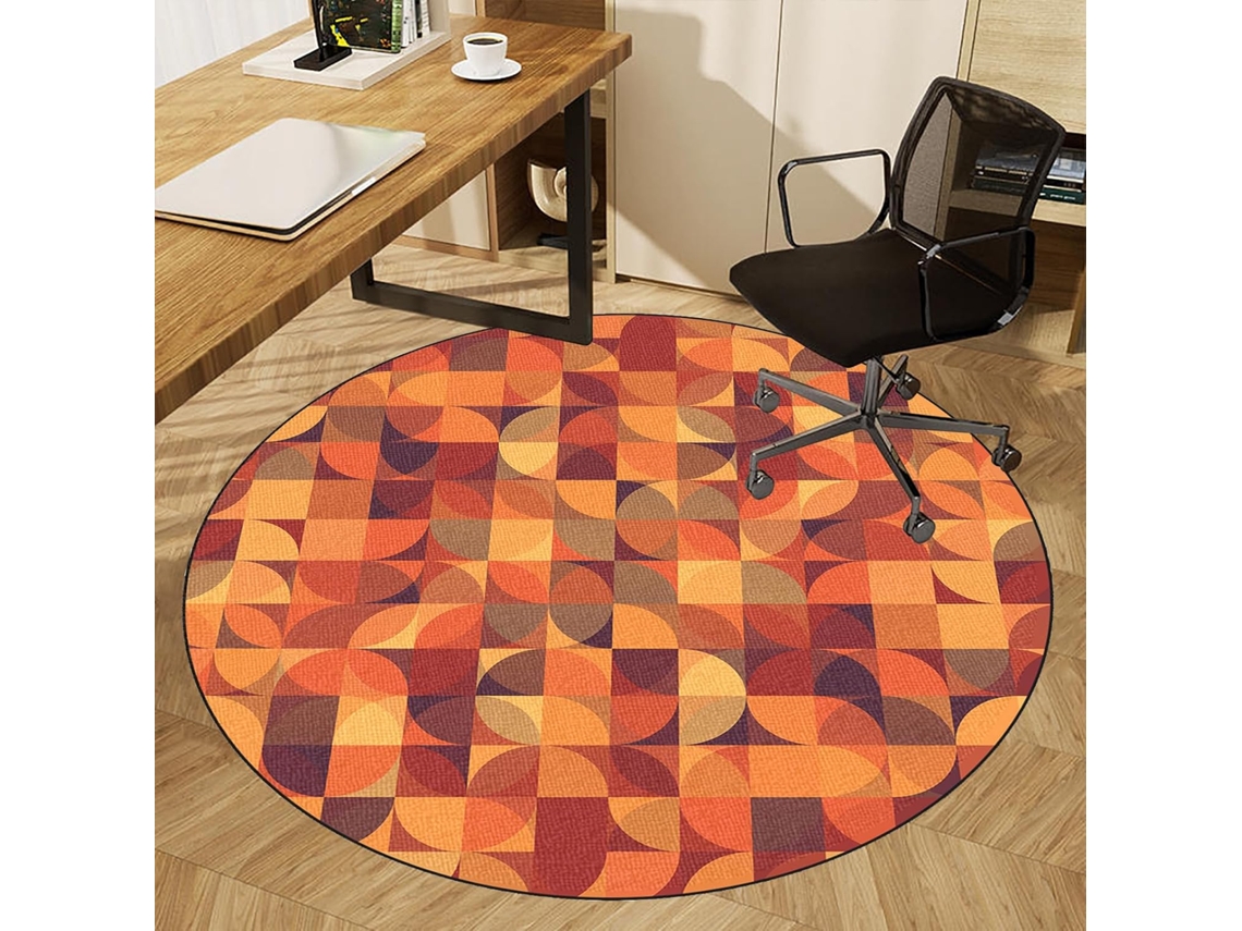Tapete Cadeira Protetor Piso Antiderrapante Parquet Azulejo Azul Redondo 70 Cm Gamer,