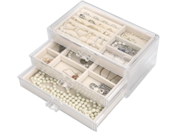Caixa de Joias em Acrílico com Três Gavetas, Forrada de Veludo, Ideal para Exposição e Presente Perfeito para Mulheres Resistente À Água STELASPLEN