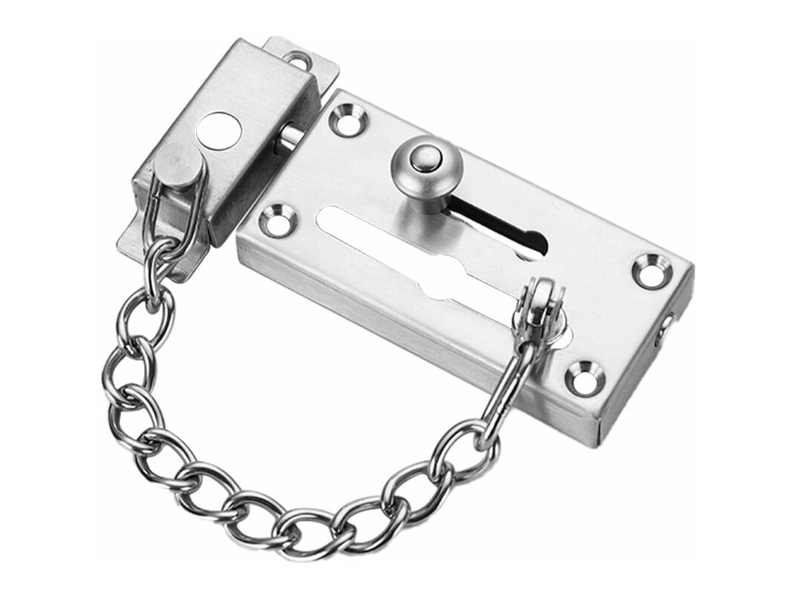 Corrente Antifurto Em Aço Inoxidável (1 Unidade) Para Fechadura De Porta, Cor Prata, Proteção Segurança Casa, Hotel E Família.