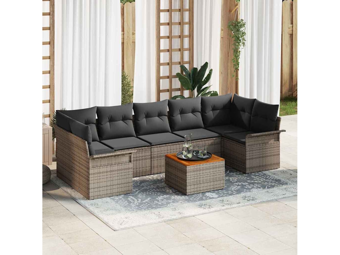 Vidaxl Conjunto De Sofá De Jardim 8 Unid. 7-número De Lugares Cinzeto