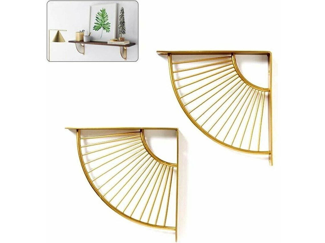 Suporte Triangular Para Prateleira, 2 Peças, Metal, Em L, Para Parede, 15 Cm, 5,9 Polegadas, Dourado