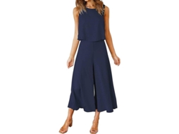Conjunto de Verão para Mulher com Blusa de Gola Redonda e Calças Curtas