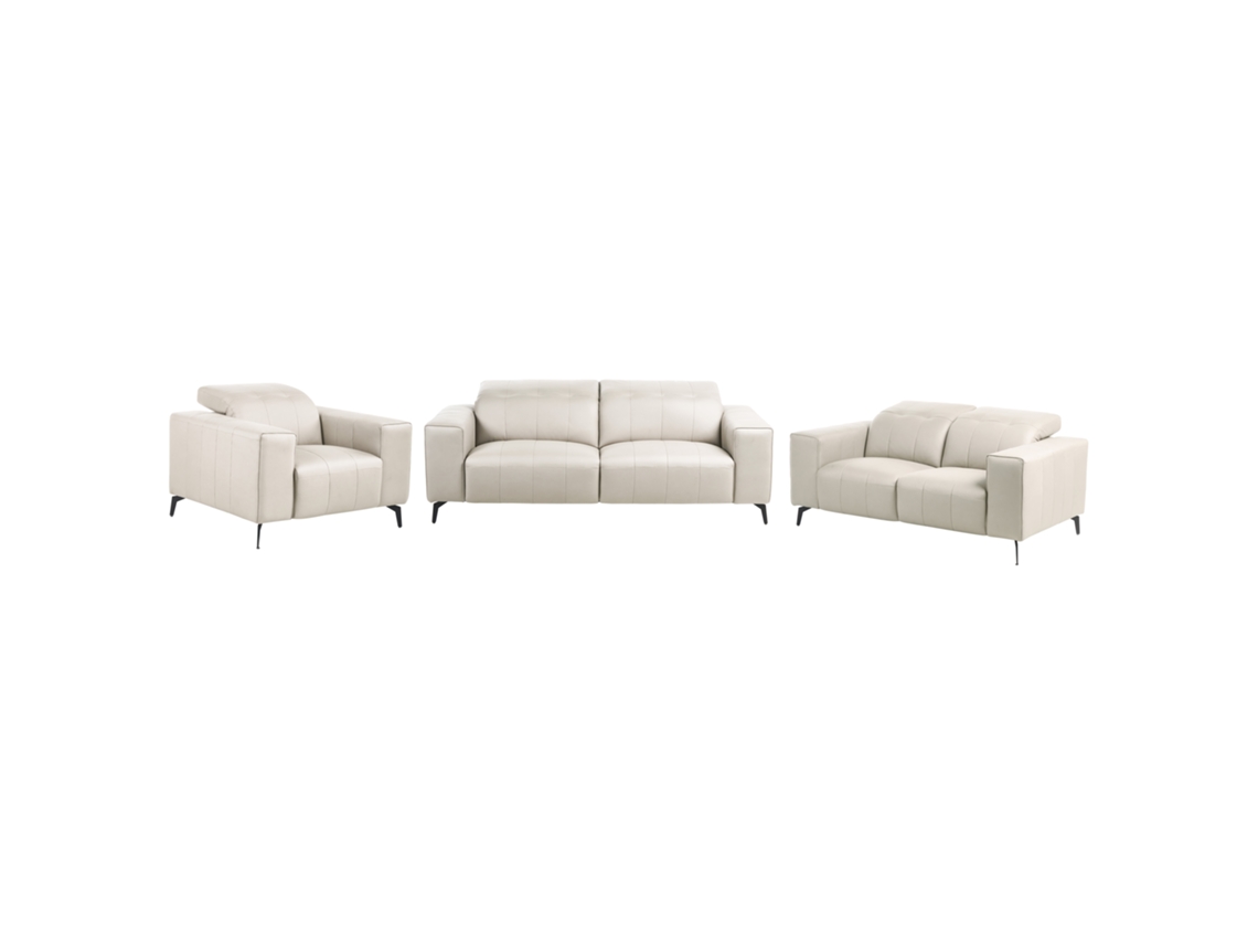 Conjunto De Sala De Estar Beliani Ommel De Piel Vegana Ecológica Beige 210x102x80