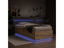 Vidaxl Estrutura De Cama Com Led Carvalho Artisian 80 X 200 Cm
