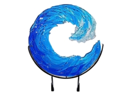 Escultura de Onda Oceânica Azul 20cm | S/MARCA