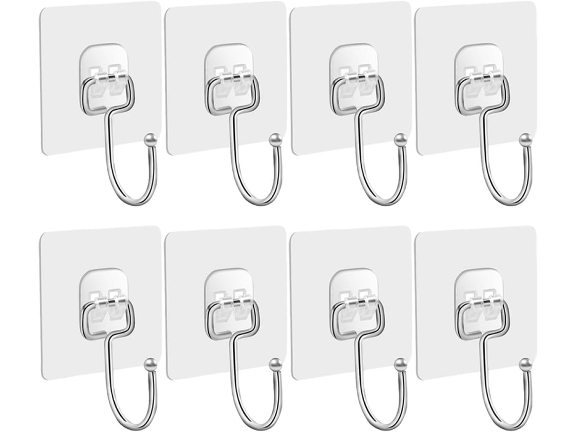 Ganchos De Parede Reforçados, Conjunto Com 8 Unidades, Adesivos, Pequenos, Sem Necessidade De Pregos, Para Casacos E