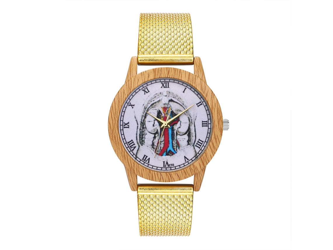 Relógio Analógico de Pulso com Pulseira de Malha Quartz para Mulheres e Homens Estilo Casual Ouro