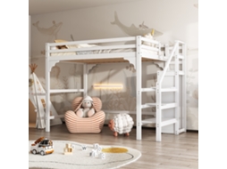 Cama Elevada 140x200 Armário Branco
