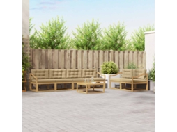 Vidaxl Conjunto De Sofás Para Exterior 6 Unid. Branco E Bege