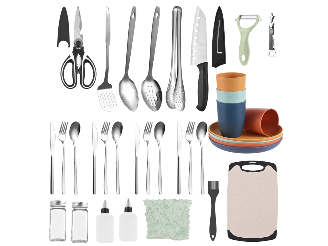 Conjunto de Utensílios de Cozinha para Camping