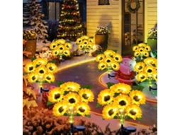 Conjunto de 3 luminárias solares com girassóis de 18 a 36 polegadas para jardim à prova d'água AQUAFORGE
