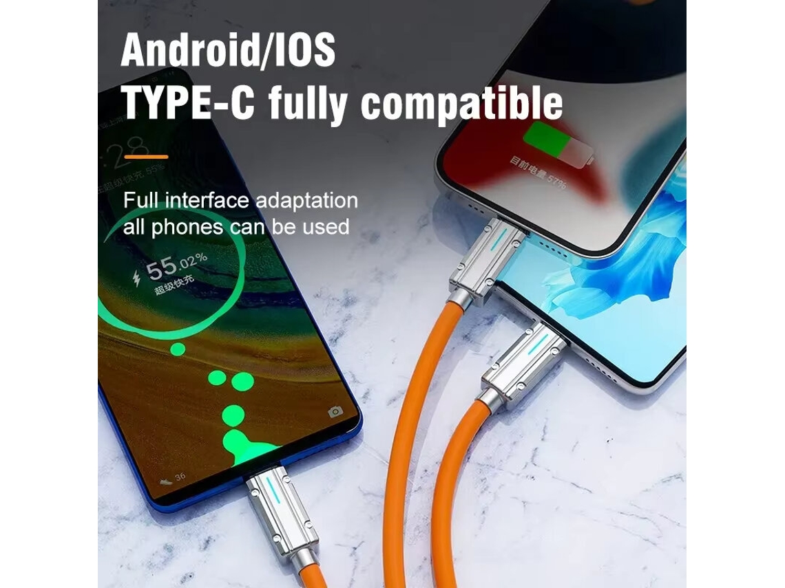 Cabo Usb-a/usb-c Para Usb-c/ip/micro Usb De 120 W E Transmiss?o De Dados. Cabo Com Núcleo De Cobre Estanhado Espesso, Com 1,2 M De Comprimento