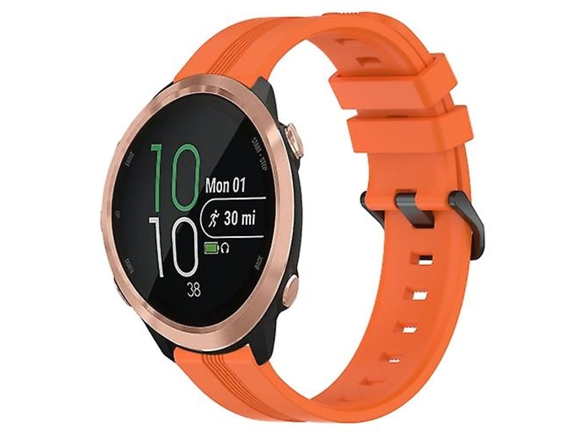 Lurelia Garmin Forerunner 645 Music Pulseira De 20 Mm, Silicone Com Listras Côncavas, Laranja