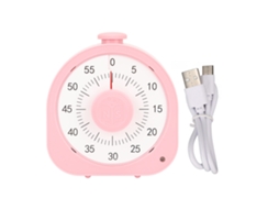 Cronômetro visual de 60 minutos para crianças e adultos, com modos de lembrete, para aulas, casa e trabalho, na cor rosa.