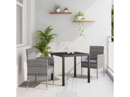 Vidaxl Conjunto De Jantar Para Jardim 3 Unid. Cinzeto Vime Pe