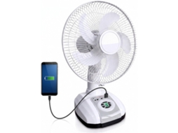 Ventilador Portátil Recargable 12" Corriente 220 O Inalambrico De Sobremesa Silencioso, Batería Interna Usb, Luz Led
