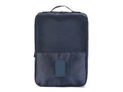 Sacos para sapatos de viagem capacidade grande com 3 compartimentos fechadura zipper dupla azul marinho S/MARCA