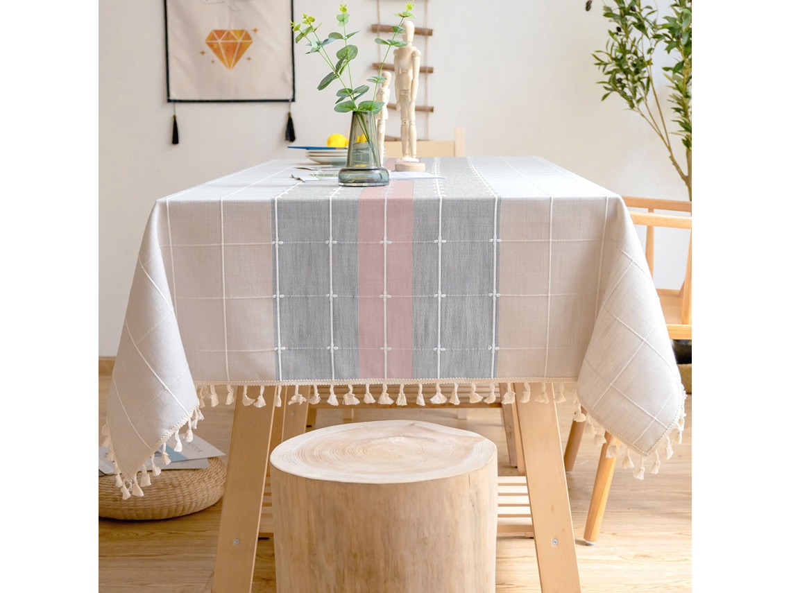 Toalha de Mesa de Borla Toalha de Mesa Xadrez Retangular Capa de Poeira de Linho de Algodão Adequada para Cozinha Jantar 35 X 35 Estilo3