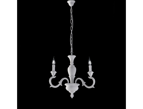 Fiorenza - Lustre De Madeira Branco Gasto 3 Luzes 110 - Ø43 - Bl172-3-bco