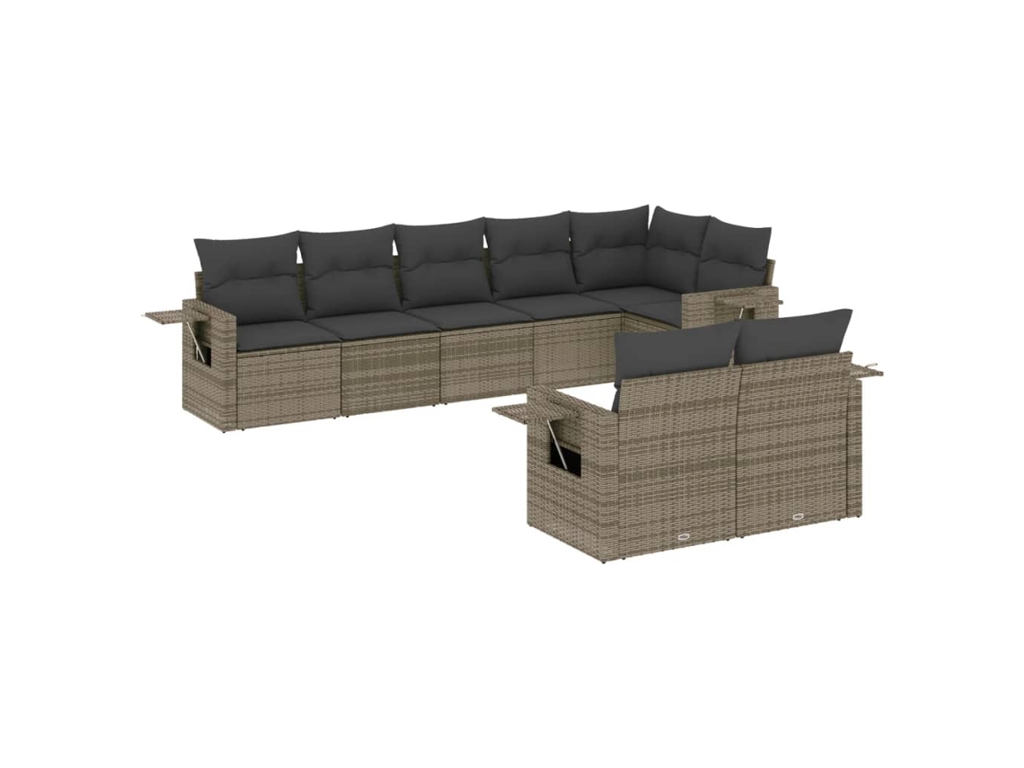 Conjunto de 8 Sofás de Jardim com Almofadões Vime Pe Cinzento MAISON EXCLUSIVE (8 pcs)