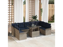 Vidaxl Conjunto De Sofá De Jardim 10 Unid. Cinzeto