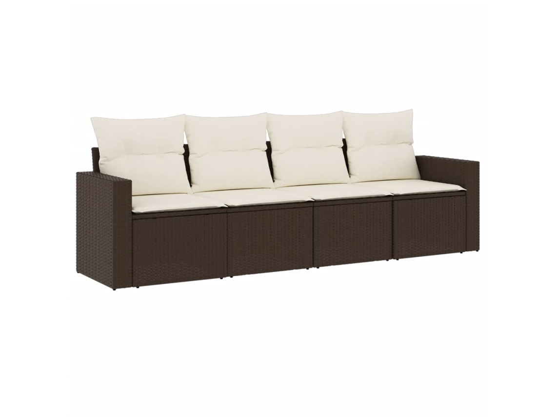 Maison Exclusive - 4 Pcs Conjunto Sofás De Jardim C/ Almofadões Vime Pe Castanho