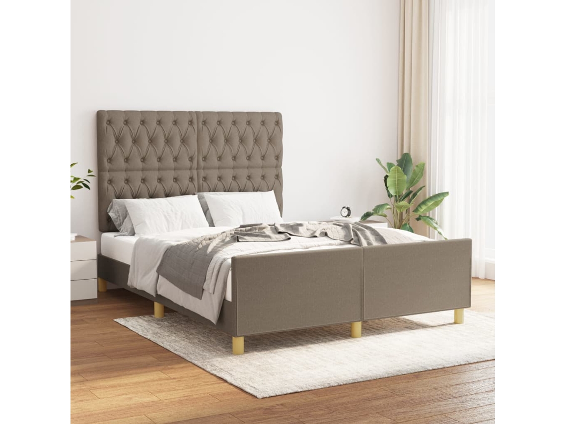 Vidaxl Cama Sem Colchão 140x200 Cm Tecido Castanho-acinzentado