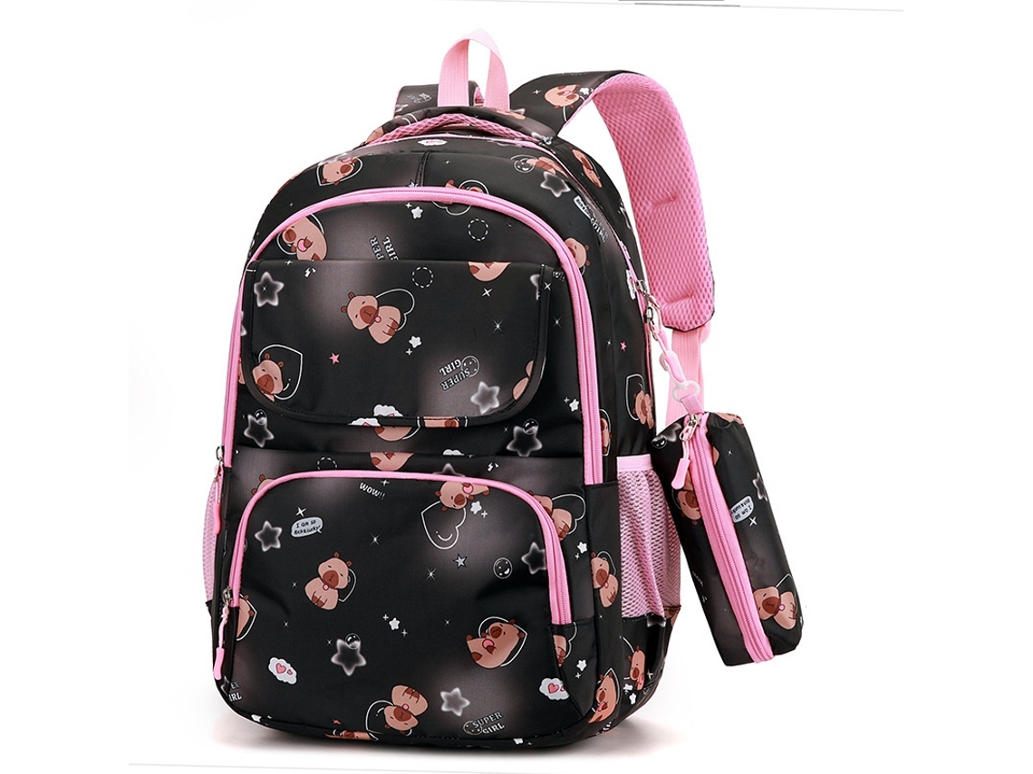 Conjunto De Mochila Escolar Infantil, 46 X 31 X 18 Cm, Portátil Até 16 Polegadas, Material Nylon, Impermeável, Com Estojo Elysve