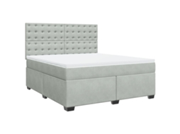 Cama com Molas e Colchão Veludo Cinzento Claro MAISON EXCLUSIVE (180x200 cm)