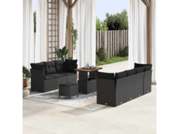 Vidaxl Conjunto de Sofá de Jardim 10 Pcs Preto Vime Pe