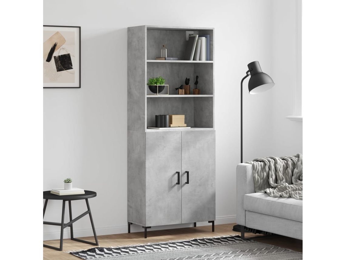 Vidaxl Armário Alto 69,5x34x180 Cm Derivados De Madeira Cinza Cimento
