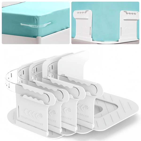 Prendedores De Lençol/cobertor Invisíveis, Removíveis E Elásticos Mantêm Os Lençóis Esticados. Conjunto Lençol Brancos . Aquaforge Aquaforge (4 Peças)