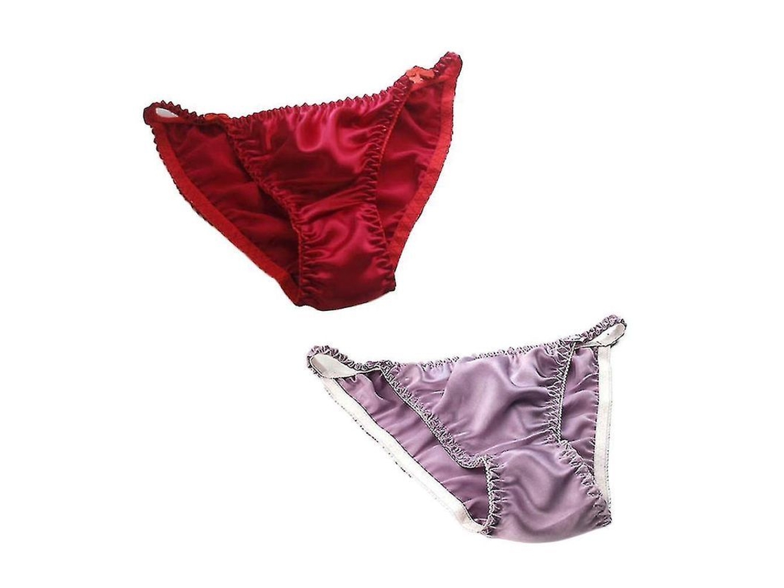 2026 2pcs Tanga de Seda de Morera para Mujer Con Cinturón Elástico Alto Sexy Bikini Transpirable Talla S XXL