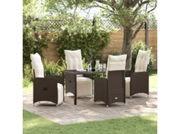 Vidaxl Conjunto De Jantar Para Jardim 5 Unid. Castanho Vime Pe