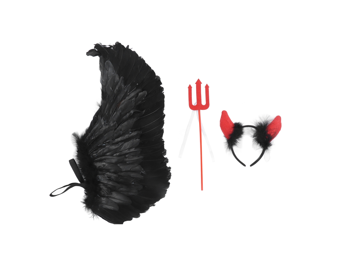 Mali 3 Pack Asas de Anjo Diabo Feitas À Mão Leve para Halloween Carnaval Cosplay Adulto