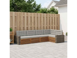 Vidaxl Conjunto De Sofás Para Exterior 5 Pcs Natural E Cinzento-claro