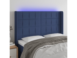 Vidaxl Cabeceira De Cama C/ Luzes Led Tecido 147x16x118/128 Cm Azul