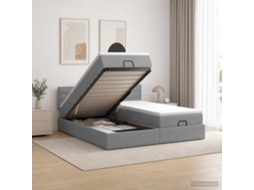Vidaxl Cama Ottoman Com Colchão E Led Cinzento-claro 200 X 200 Cm