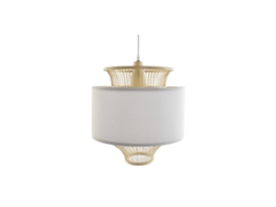 Candeeiro de Teto Dkd Home Decor Branco Poliéster Bambu 40 X 40 X 52 Cm