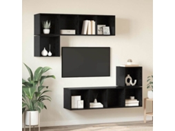 Vidaxl Conjunto De Móvel De Tv 4 Pcs Carvalho Preto Madeira Processada