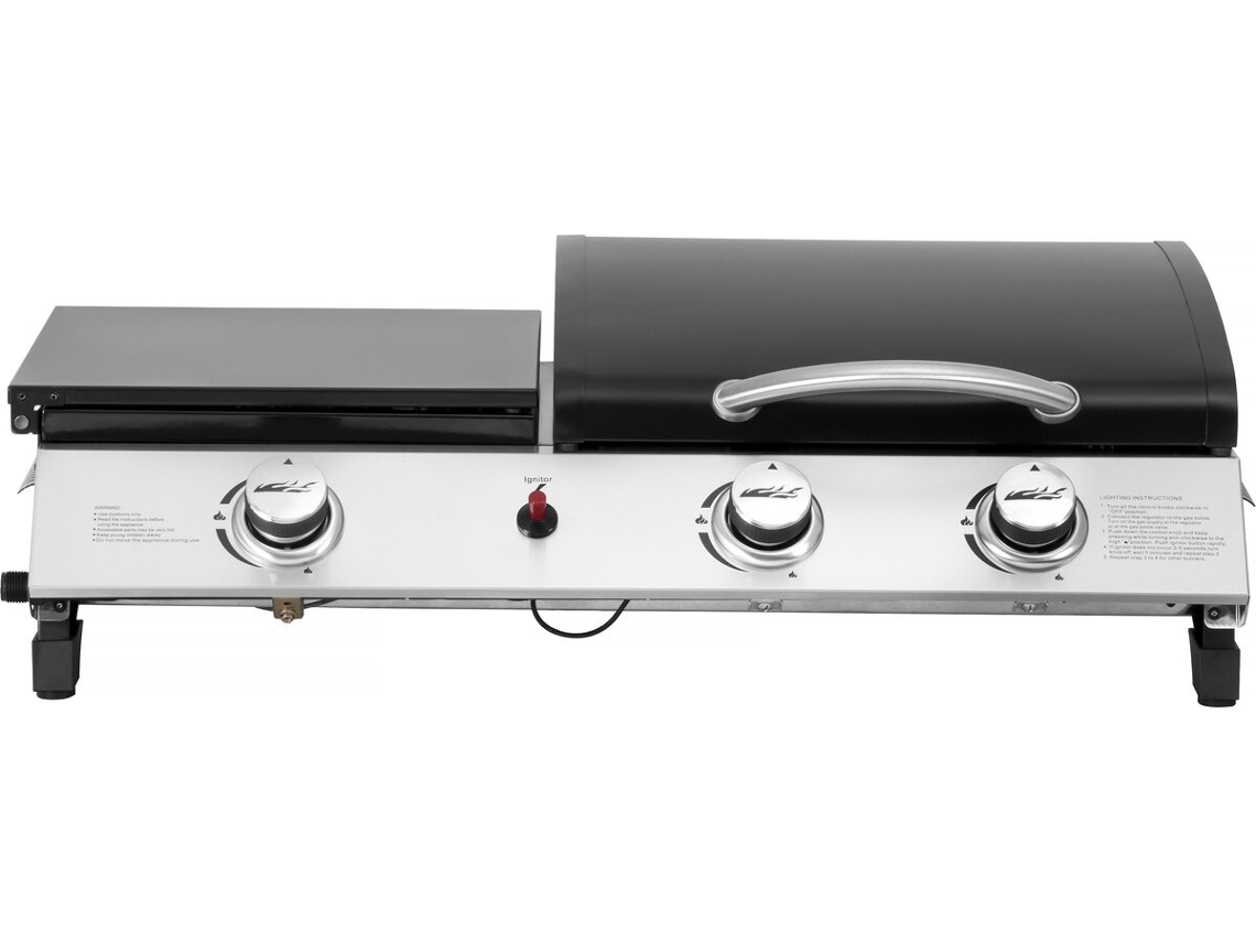 Plancha A Gás Com Tampa Rasio 7,5 Kw 3 Queimadores Preto Habitat Et Jardin