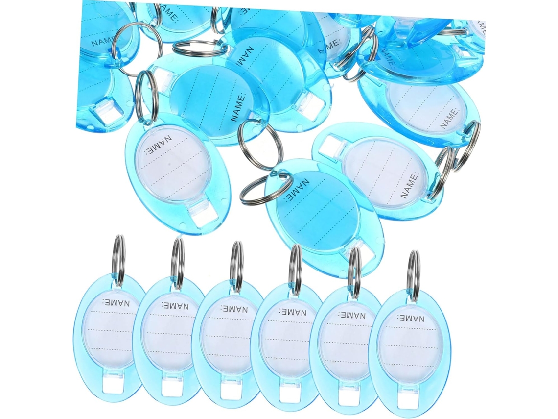 Conjunto de 50 Imikeya Chaveiros Ovais com Etiqueta Transparente, Etiquetas Plástico Reutilizáveis Argola para