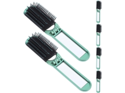 Conjunto De 6 Escovas Cabelo Dobráveis Para Viagem, Com Espelho Embutido, Função De Massagem Suave, Material Abs E Vidro
