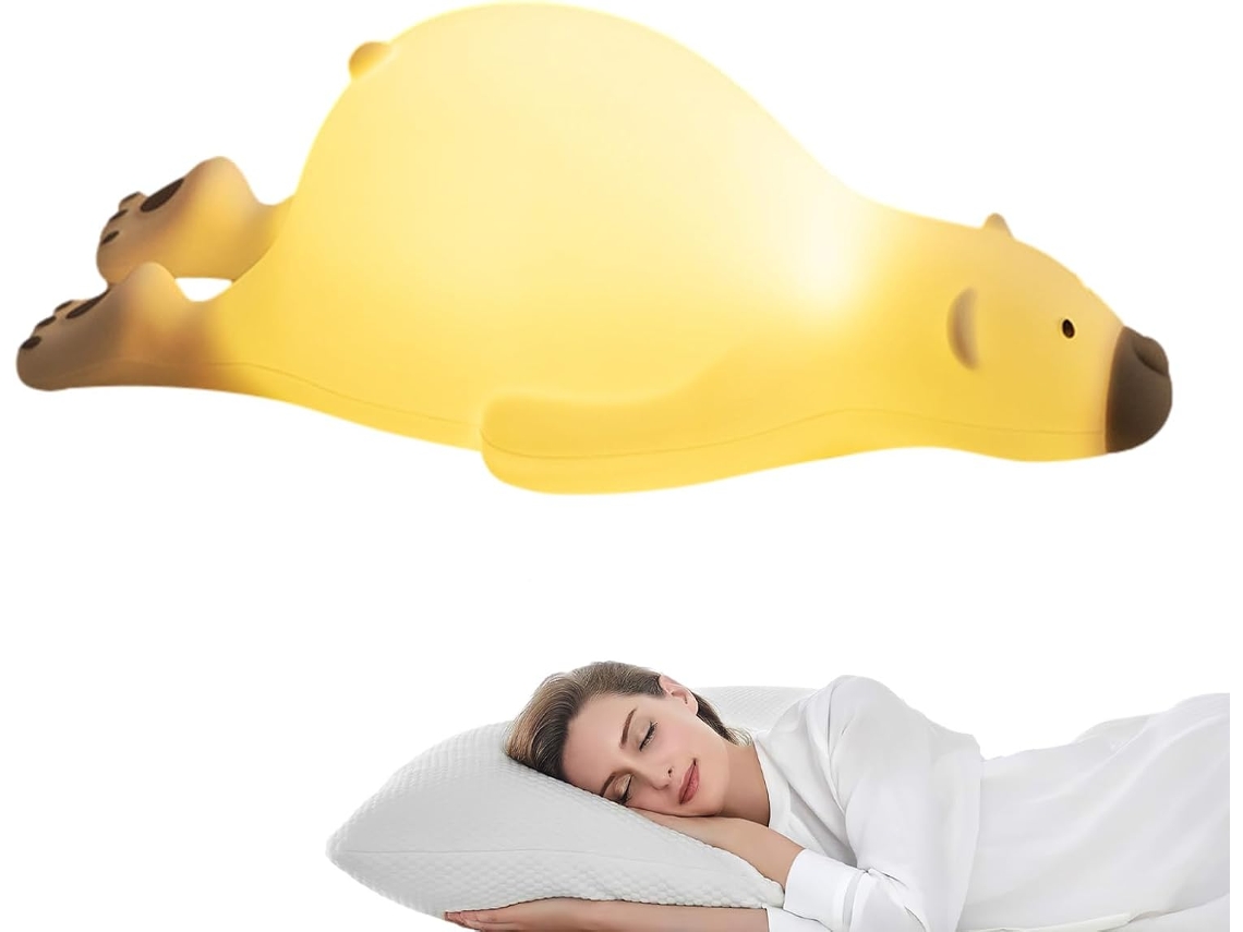 Luminária Noturna Em Formato De Urso Recarregável Via Usb Com Brilho