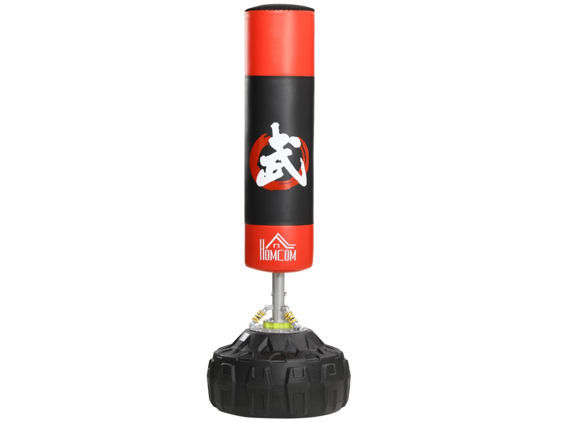 SACO de Boxe em Pé com Grande Base Preenchível de Areia e Água Ø 60x180 cm Preto Vermelho