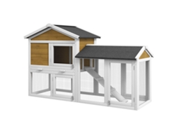 Rabbit Hutch 2 Andares Rabbit Hutch Gaiola De Madeira Com Telhado De Betume Portas De Rampa Para Cercado Ao Ar Livre 147x54x84 Cm Amarelo