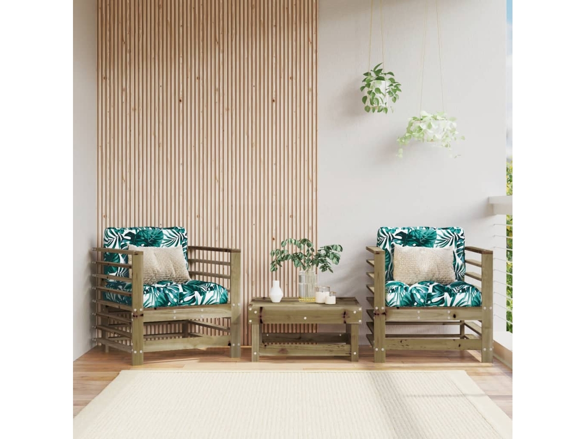 Vidaxl Cadeiras De Jardim C/ Almofadões 2 Pcs Pinho Impregnado